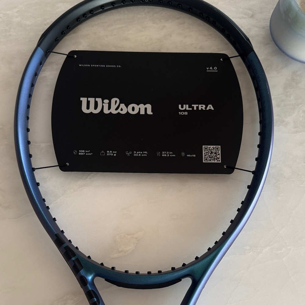 NEW Wilson Ultra 108 V4.0 Tennis Racket Beautiful Purple/ Blue 4 & 1/4” grip